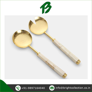 ชุดเซิฟเวอร์สลัดไม้ถูพื้นสแตนเลสทำจากทองเหลืองสีทองใช้งานง่ายแบบยั่งยืนสำหรับการใช้งานในบ้านและโรงแรม - Product Image 4