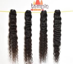 Extensiones de cabello humano virgen de templo indio 100%, venta al por mayor, cutícula alineada, sin procesamiento químico, incluye rizo ondulado suelto profundo - Product Image 2