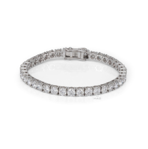 Pulsera de diamantes cultivados en laboratorio, oro blanco, diamantes redondos, pulsera de lujo, joyería fina clásica y elegante, regalo para mujer - Product Image 6