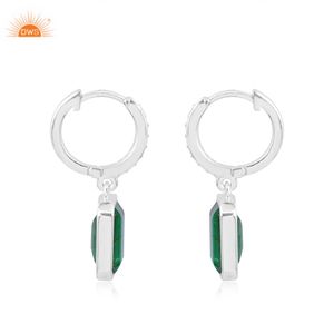 Best Selling Sterling Silver Doublet Zambian Emerald Quartz & CZ Gemstone <b>Hoop</b> <b>Earring</b> for Women Jewelry Manufacturer - Product Image 4