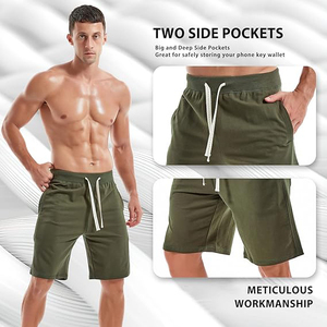 <b>men</b> fleece <b>shorts</b> lightweight cotton soft fabric elastic waist casual gym <b>lounge</b> summer apparel - Product Image 2
