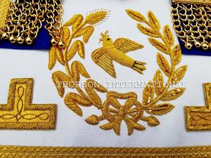 Masonic Regalia Full Dress Delantal Crafted Grand Officers Base de cuero con parche bordado - Product Image 4