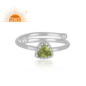 Fine Sterling Silver Natural Peridot Gemstone <b>Adjustable</b> <b>Ring</b> Jewelry For Women Gift For Her - Product Image 2