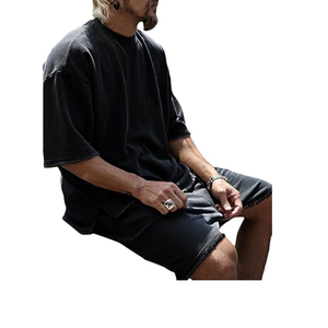 เสื้อยืดผ้าฝ้าย100% โอเวอร์ไซส์สำหรับผู้ชายเสื้อยืดพิมพ์สกรีนลายเฮฟวี่เวทเสื้อยืดซักกรดแบบสั่งทำ - Product Image 3