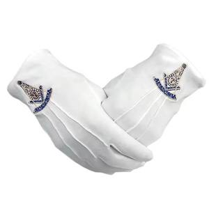 Precio al por mayor Iglesia masones Regalia guantes de mano de algodón blanco masónico bordado personalizado - Product Image 2