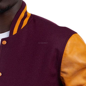 Blouson universitaire unisexe classique en laine avec manches en similicuir, patchwork, écologique, style Letterman, équipe américaine - Product Image 4