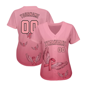 Maillot de baseball de vêtements de sport d'été d'équipe personnalisé Spandex blanc avec conception de couleur rose chemises de baseball OEM - Product Image 3