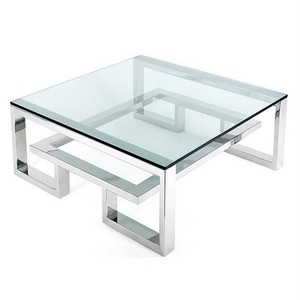 Table d'appoint de luxe en verre transparent et support en métal doré unique, nouvelle décoration élégante et tendance - Product Image 5