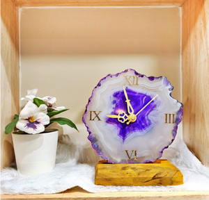 Horloge sous-verre en Agate marron de qualité Export avec jante plaquée or pour la décoration de la maison au meilleur prix de vente - Product Image 3