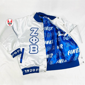 Broderie personnalisée lettre de fraternité grecque sororité applique logo veste en satin 100% polyester baseball Letterman blouson aviateur - Product Image 1