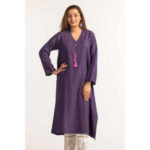 Haut ample pour femme en jacquard teinté violet, orné de motifs floraux, en polyester, mousseline et popeline, avec dentelle, taille XL, idéal pour le bureau en automne - Product Image 2