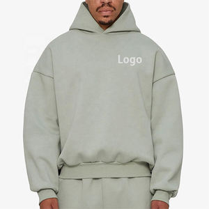 Sudadera con Capucha Unisex Extra Grande, Gris, de Algodón y Felpa, con Logotipo Estampado en la Parte Delantera, Informal, Transpirable, para Invierno, 320g, Tejida - Product Image 3