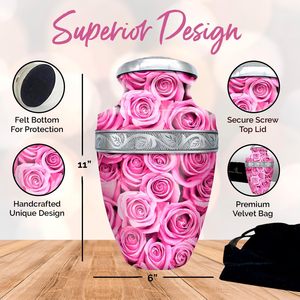 Urna Rosa-Urna de cremación grande para cenizas Hombre adulto con bolsa-Urna Rosa hecha a mano para adultos-Honra a tu ser querido - Product Image 3