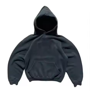 Heavyweight Regular Fit Fleece Zipper Hoodie Elastic Hem Green Men's 100% Cotton Oversized Pullover - Product Image 3