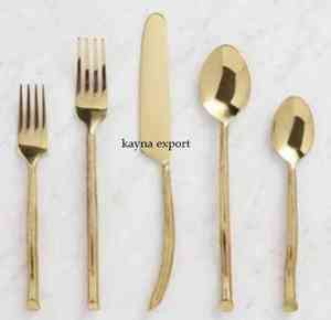 Cucharas de Servir de Acero Inoxidable de Alta Calidad con Acabado Espejo, Servidor de Pastel, Cubiertos Chapados en Oro para Uso en Fiestas y Hogar - Product Image 3