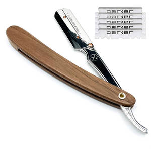 Maquinilla de afeitar de garganta de corte recto de peluquero profesional, cuchillo de afeitar plegable de acero inoxidable de alta calidad con mango de plástico - Product Image 2