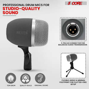 5 Core Conga <b>Mic</b> Snare Tom Microphone Drum Kit <b>Condenser</b> XLR Instrument Mics - Product Image 4