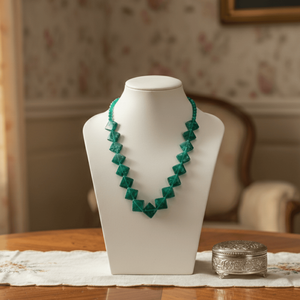 Classic Trendy Emerald Square Beads <b>Statement</b> <b>Necklace</b> with Gold Plating Geometric Pattern Religious Style for Party or Gift - Product Image 5