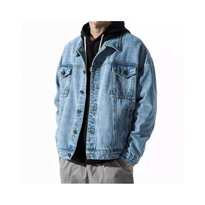 Nueva llegada de encargo azul de los hombres de mezclilla chaqueta de mezclilla estilo casual de moda con servicio OEM para la primavera - Product Image 6