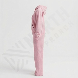 Conjunto Deportivo de Invierno 2026 de Alta Calidad para Mujer, Estilo Vintage, de Lona Resistente, con Sudadera Corta con Capucha y Pantalones Anchos - Product Image 3