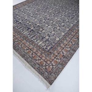 Alfombra de Lana Anudada a Mano Azul Viscaya AKWL-3092, Patrón Geométrico Rectangular, Alfombra para Pasillo o Sala de Estar, 9x12 Pulgadas, para Decoración del Hogar - Product Image 2