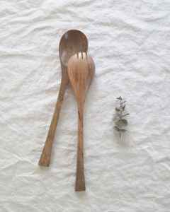 Juego de 2 Servidores de Ensalada de Madera Natural, Elegantes Utensilios de Madera para Ensalada - Product Image 3