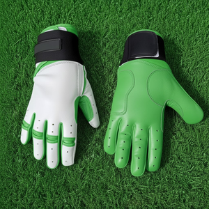 Gants de frappe de baseball ambidextres en cuir de cabretta blanc beige, fermeture à boucle et crochet, manchette longue, soutien du poignet, pour hommes, doux - Product Image 6