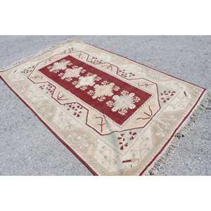 Turkish Rug, Large 5.4x8.5 ft Vintage Rug, <b>Red</b> Ombr <b>Wool</b> Rug - Product Image 2