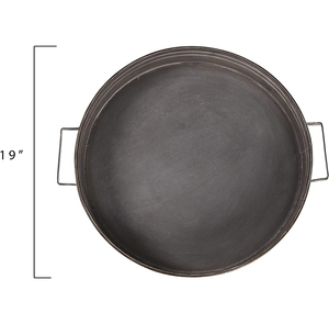 Plateau de service en métal galvanisé rond créatif simple avec poignées pour la cuisine, la maison et le mariage - Product Image 5