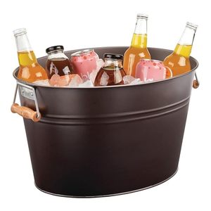 La mejor oferta de tina de bebida galvanizada para fiestas, Enfriador de tina de bebida de acero inoxidable, cubo de hielo para organizar fiestas, Cubo de bebida - Product Image 5