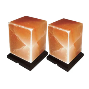 Lampe en sel de roche de l'Himalaya, forme géométrique, lumière décorative naturelle pour table, chambre, bureau, salon, lumière chaude et douce - Product Image 6
