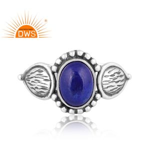 Hot Selling Oxidized Sterling Silver Natural <b>Lapis</b> <b>Lazuli</b> Gemstone Statement <b>Ring</b> Custom Jewelry Manufacturer - Product Image 2