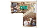 Cabane en bois d'angle avec une chambre - Maison de vacances en bois préfabriquée pour séjour en plein air et en forêt