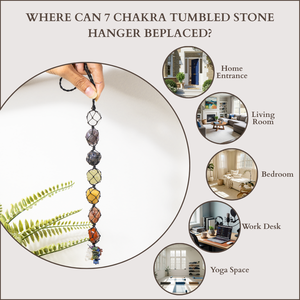 Pendentif en pierres naturelles 7 chakras avec pompon pour la décoration de la maison et de la voiture, fait main, forme irrégulière - Product Image 2