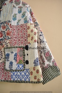 <b>White</b> Patchwork Quilted <b>Jackets</b> Cotton Floral Bohemian Style Fall Winter <b>Jacket</b> Coat Street Quilted Reversible <b>Jacket</b> for Women - Product Image 3