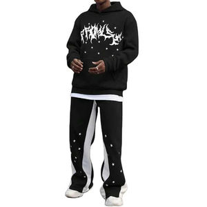 ชุดวอร์มผู้ชายแบบโอเวอร์ไซส์ แขนเสื้อแบบดรอปโชว์เดอร์ สกรีนโลโก้ตามสั่ง สไตล์แบ็กกี้ ผ้าฟลีซคอตตอน 100% ชุดลำลอง - Product Image 1