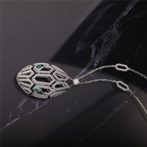 Luxury Women 18K <b>Solid</b> <b>Gold</b> <b>Pendant</b> Necklace With Emerald Cut Diamonds Geometric Design Rhodium Plated - Product Image 1