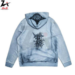 เสื้อฮู้ดผ้าฝ้าย100% ย้อมสี3D ผ้าปักเป็นมิตรกับสิ่งแวดล้อมพร้อมโลโก้ที่กำหนดเองได้ตามต้องการ - Product Image 2