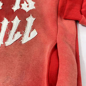 Custom Vintage <b>Red</b> French Terry Oversized Cotton Blank Men's <b>Hoodies</b> Sweatshirts Acid Washed Distressed <b>Zipper</b> <b>Hoodies</b> - Product Image 3
