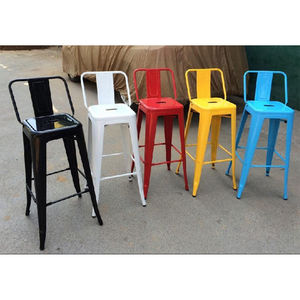 เก้าอี้คาเฟ่โลหะอุตสาหกรรมพร้อมพนักพิงสีฟ้าเทอร์ควอยซ์ - Product Image 3