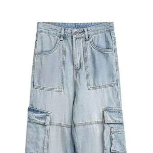 Vaqueros de mezclilla personalizados para hombre, estilo gótico clásico, vaqueros rectos casuales con revestimiento, estilo hip hop, pantalones vaqueros sólidos apilados para hombre - Product Image 2