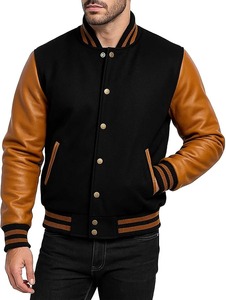 2025 nuevo OEM 100% chaquetas de béisbol universitarias de alta calidad para hombres algodón poliéster venta completa bombardero liso estilo callejero - Product Image 4