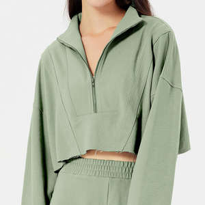 Nuevo logotipo personalizado Sudadera con capucha para mujer Moda de alta calidad Casual Fitness Half Zip Sports sudaderas con capucha para mujer - Product Image 2