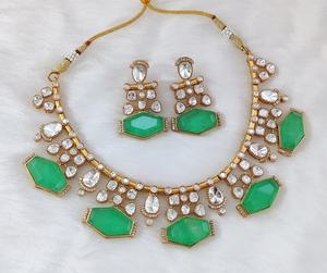 Ensemble de collier de qualité supérieure en moissanite et pierre double pour femmes, parfait pour les soirées, à porter au quotidien, ensemble de collier de luxe - Product Image 3