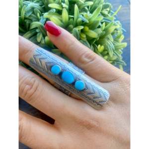 Boyd Ashley Sleeping Beauty Turquoise & Sterling Silver <b>Adjustable</b> <b>Ring</b> Bezel Setting Size 9.25 Gift - Product Image 2
