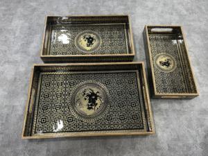 ถาดเสิร์ฟไม้สไตล์ราชวงศ์2ชุดสำหรับใช้ในครัวถาดเสิร์ฟทำจากไม้ - Product Image 2