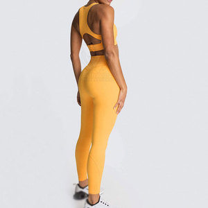 Ensemble 2 pièces de luxe pour femme, vêtements de yoga et de sport, extensible dans les quatre sens, respirant, en Spandex/Nylon, avec cordon de serrage - Product Image 3