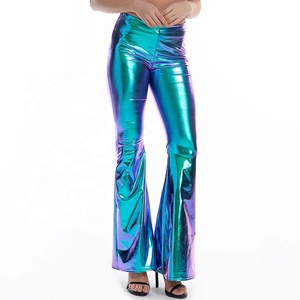 Leggings de Piel Sintética PU Sexys 2025 para Mujer, Pantalones Morados Metálicos Dorados Brillantes, Estilo Punk Rock - Product Image 3