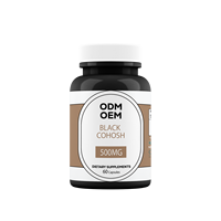 Capsules de 60 capsules d'actée à grappes noires OEM de marque privée Complément alimentaire de calcium de marque privée Capsules de racine d'actée à grappes noires de 500mg