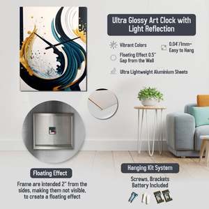 AK Brass Square Marble <b>Wall</b> <b>Clock</b> in Curly Grey and <b>Gold</b> Finished Customized <b>Clock</b> For Restaurant & Hotel Decor - Product Image 4